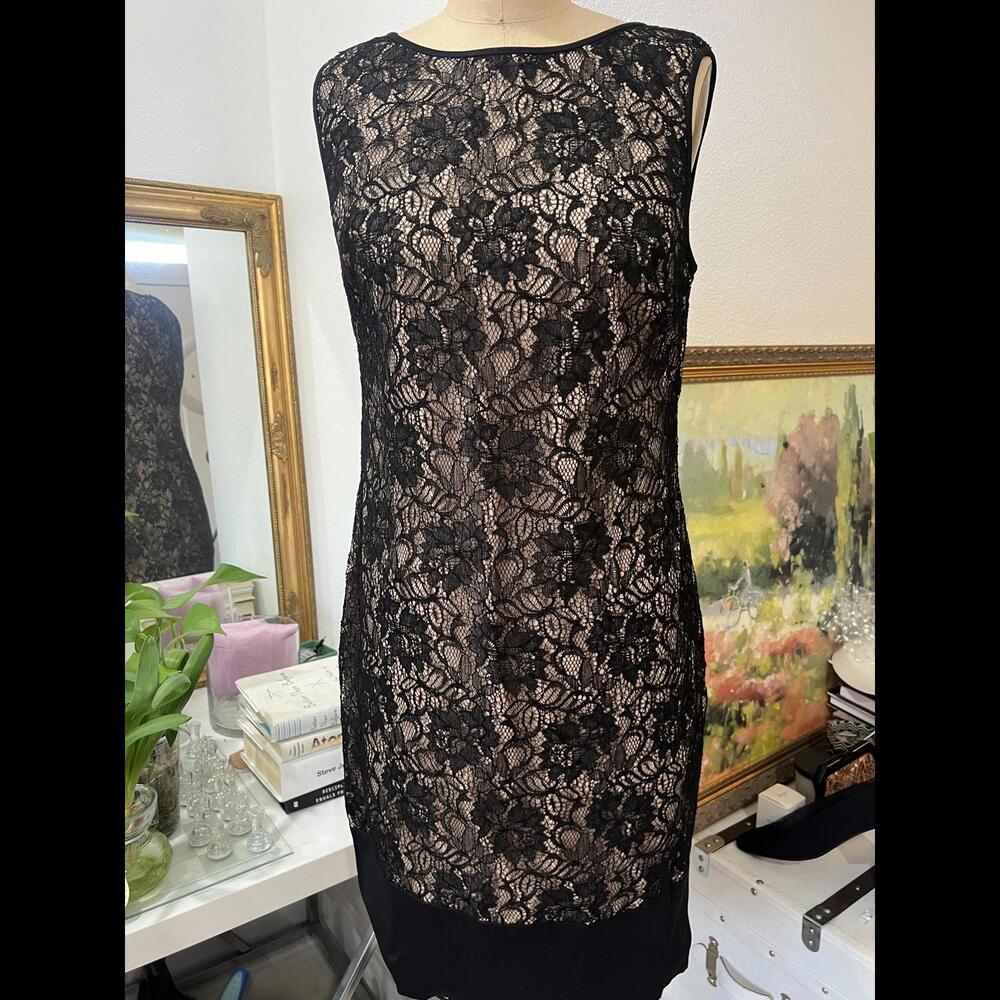 Aidan Mattox Black Lace Dress Size 8 Y2K NWT